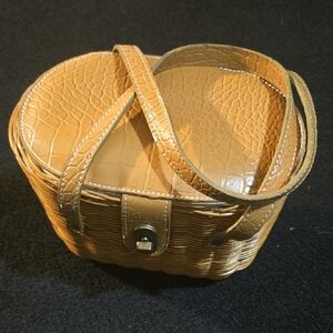 Elegant Tan Woven Basket Bag